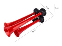 ÜÇLÜ DÜZ SES HAVALI KORNA (KIRMIZI) - 2