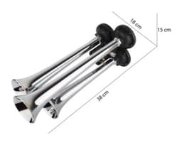 ÜÇLÜ DÜZ SES HAVALI KORNA (KROM) - 2