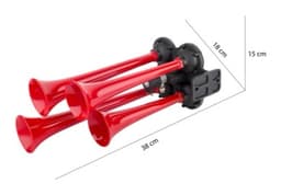 DÖRTLÜ DÜZ SES HAVALI KORNA (KIRMIZI) - 2