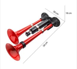 BÜYÜK İKİLİ HAVALI YANKILI KORNA (KIRMIZI) - 2